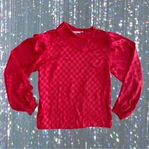 Saks Fifth Avenue Silk Red Checkered Blouse